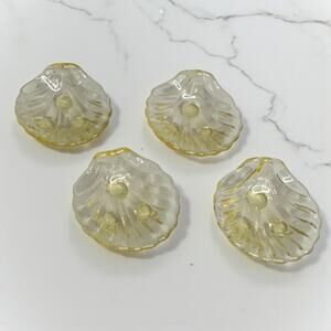 Cambridge Glass Salt Cellars Yellow Shell Footed Nut Dishes • Seashell Beach